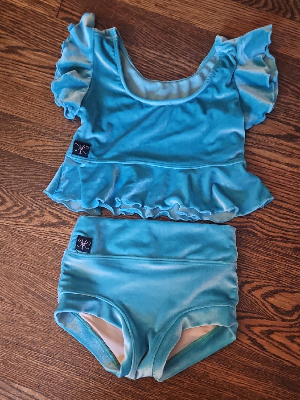 Girls Light Blue Ruffle Two-Piece Swim Set